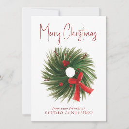 Cartão De Festividades Logotipo de Grinalda de Aquarela Feliz Natal Corpo