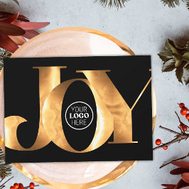 Cartão De Festividades Logotipo de Negócios Alegria Ouro Minimalista Feli