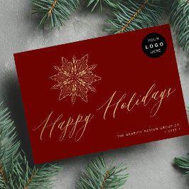 Cartão De Festividades LOGOTIPO de negócios com floco de neve de ouro ele