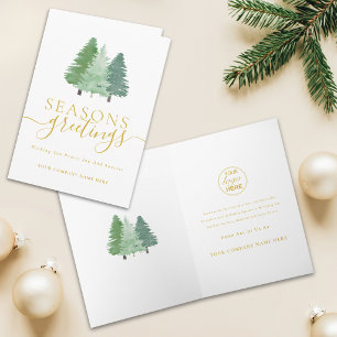 Cartão De Festividades Logotipo de Negócios de Natal Corporativo Árvores