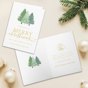 Cartão De Festividades Logotipo de Negócios de Natal Corporativo Dourado