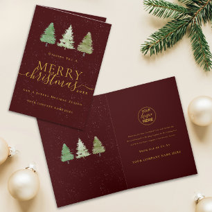 Cartão De Festividades Logotipo de Negócios de Natal Corporativo em Doura
