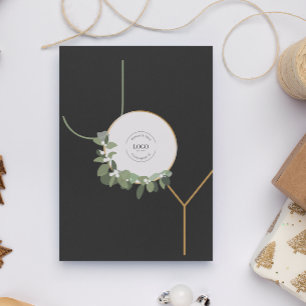 Cartão De Festividades Logotipo de Negócios Feliz Natal Sem foto Vertical