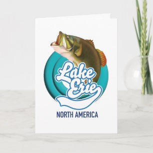 Cartão De Festividades Logotipo de pesca do Lago Erie na América do Norte