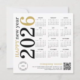 Cartão De Festividades Logotipo do calendário do feliz ano novo 2026 QR P