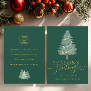 Cartão De Festividades Logotipo do Negócio de Árvore de Natal Saudações d