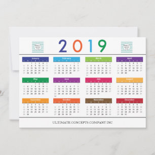 Cartão De Festividades Logotipo e nome da empresa do calendário de 2019
