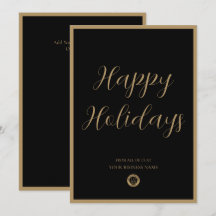 Logotipo Empresarial Feliz Férias Elegante Preto D