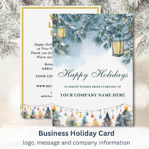 Cartão De Festividades Logotipo Empresarial Festivo de Lanternas de Natal