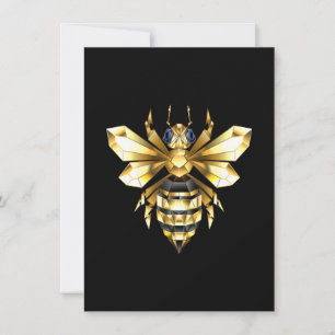Cartão De Festividades Logotipo Faux Gold Foil Polygonal da Abelha em Pre