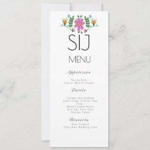 Cartão De Festividades Logotipo Floral Minimalista de Casamento Cardápio 