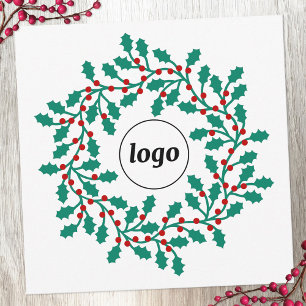 Cartão De Festividades Logotipo Holly Wreath Business