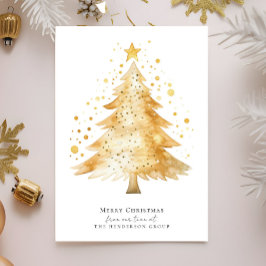 Cartão De Festividades Logotipo Moderno de Empresa Árvore de Natal Alegre