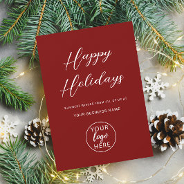 Cartão De Festividades Logotipo para empresas Feliz Feriados Elegante