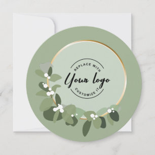 Cartão De Festividades Logotipo Personalizado de Feriado Verde Feriado Co