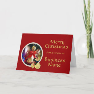 Cartão De Festividades Logotipo Promo Business Red & Angel Saudação de