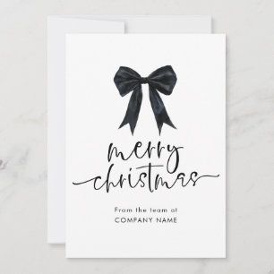 Cartão De Festividades Logotipo QR da Black Bow Corporate Merry Christmas