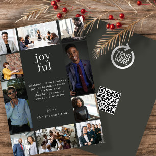 Cartão De Festividades Logotipo QR de Negócios de Natal Personalizado 10