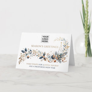 Cartão De Festividades Logotipo Saudações Sazonais Natal Ornamentos Flora