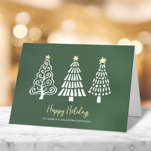 Cartão De Festividades Logotipos Corporativos Árvores de Natal Script Min
