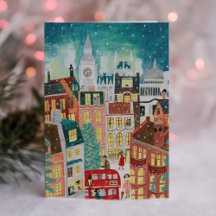 Londres ilustrativa cidade na neve Natal Hol