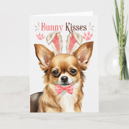 Cartão De Festividades Long Haired Chihuahua em Bunny Ears para Páscoa