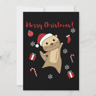 Cartão De Festividades Lontra Natal Neve Animais de Inverno Lontra