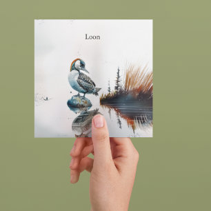 Cartão De Festividades Loon Majestoso em uma Rocha Aquarela Personalizáve