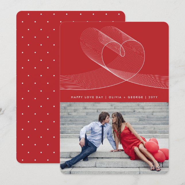 Cartão De Festividades Loopy Love Lines Heart Simple Valentine Day Photo (Frente/Verso)