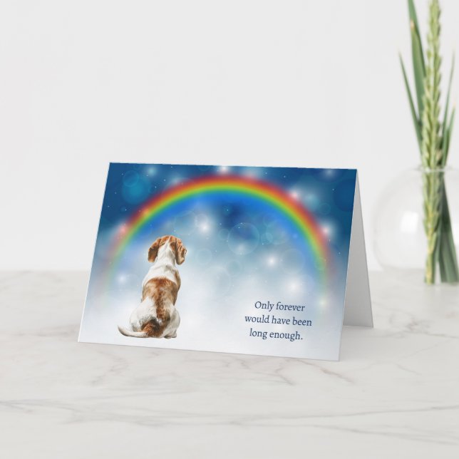 Cartão De Festividades Loss of Beagle Hound Dog Night Rainbow Sympathy (Frente)