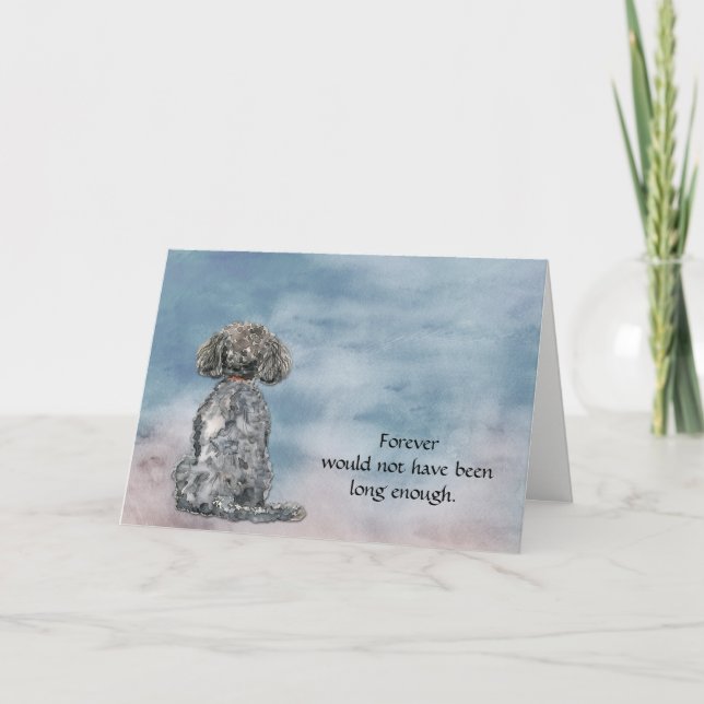 Cartão De Festividades Loss of Gray Black Poodle Condolence Sympathy Card (Frente)