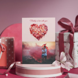 Cartão De Festividades Louco de Amor | Coração Floral | Foto Personalizad