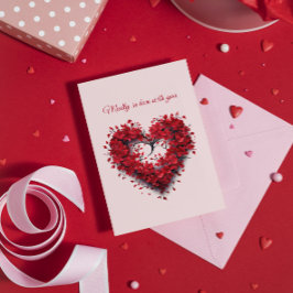 Cartão De Festividades Louco de Amor | Coração Floral | Texto e Nome Pers