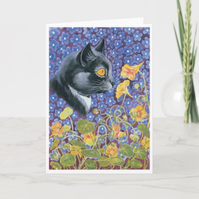 Cartão De Festividades Louis Wain, Flores De Cheiro, (Frente)
