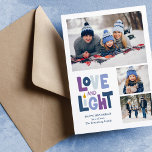 Cartão De Festividades "Love and Light" 3 Fotografias Collage Happy Hanuk<br><div class="desc">"Amor e Luz" Feliz design de Férias Hanukkah.</div>
