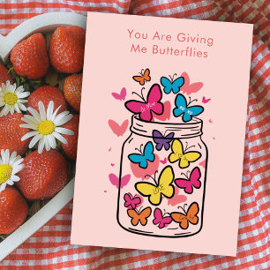Cartão De Festividades Love Candy Butterfly Messages Mason Jar Namorados