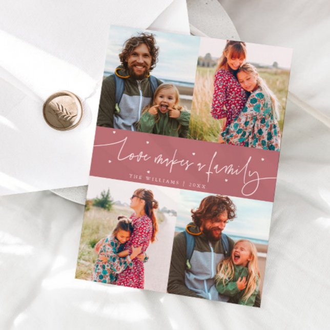 Cartão De Festividades Love Family Pink Valentines Day Photo (Criador carregado)