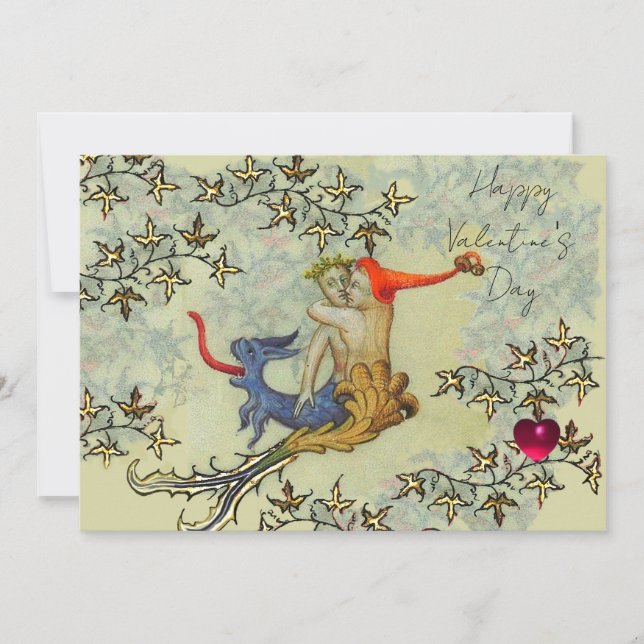 Cartão De Festividades LOVE IN THE ABYSS Mermaid and Triton Valentine Day (Frente)