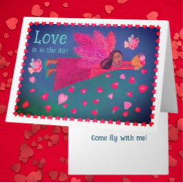 Cartão De Festividades Love is in the Air Personalized Folk Art Angel 