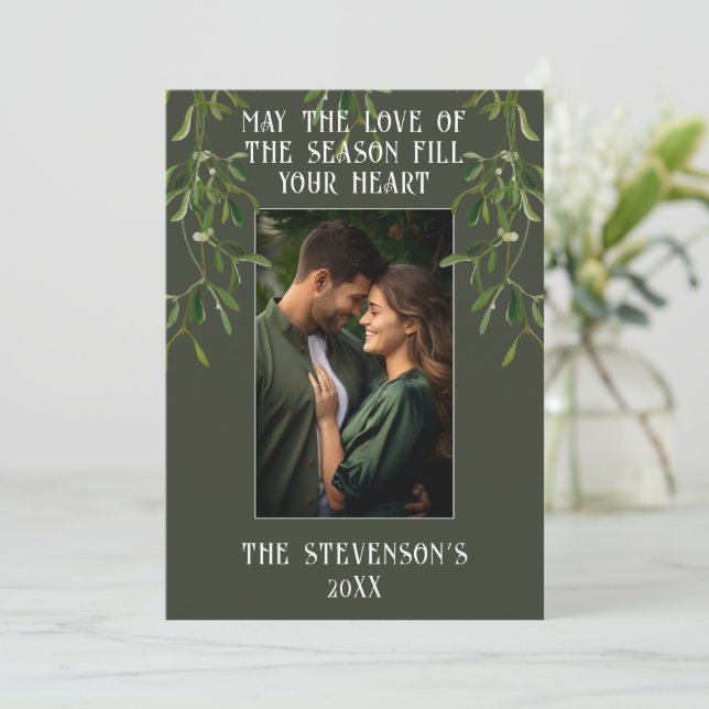 Cartão De Festividades Love of the Season Photo Christmas  (Em pé/Frente)