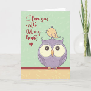 Cartão De Festividades Love Owl on Valentines Day