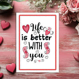 Cartão De Festividades Love Quote Hand Drawn Valentine Card Red Black