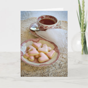 Cartão De Festividades Love Tea and Heart Cookies Romantic Card