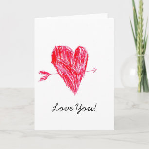 Cartão De Festividades Love Valentine's Cute Kid Drawing Greeting Card