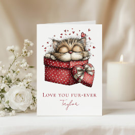 Cartão De Festividades Love You Fur-Ever Cute Cat Valentine Folded Card