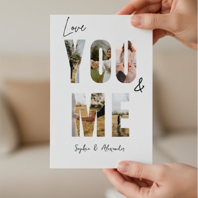 Cartão De Festividades Love You & Me Photo Valentine’s Day Card (Criador carregado)