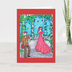 Cartão De Festividades Lovebird Valentine Greeting Card with Man & Woman