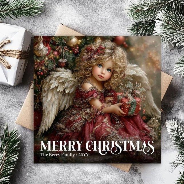 Cartão De Festividades Lovely Angelic Victorian Burgundy Christmas Cards (Lovely Angelic Victorian Burgundy Christmas Greeting)