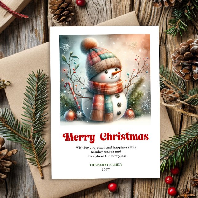 Cartão De Festividades Lovely digital Christmas snowman minimalist card (Lovely digital Christmas snowman minimalist card)