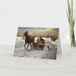 Cartão De Festividades Lovers in a sleigh